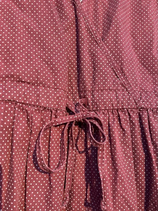 Christy Dawn Burgundy Polka Dot Tie-Waist Dawn Midi Dress - Picture 4 of 10